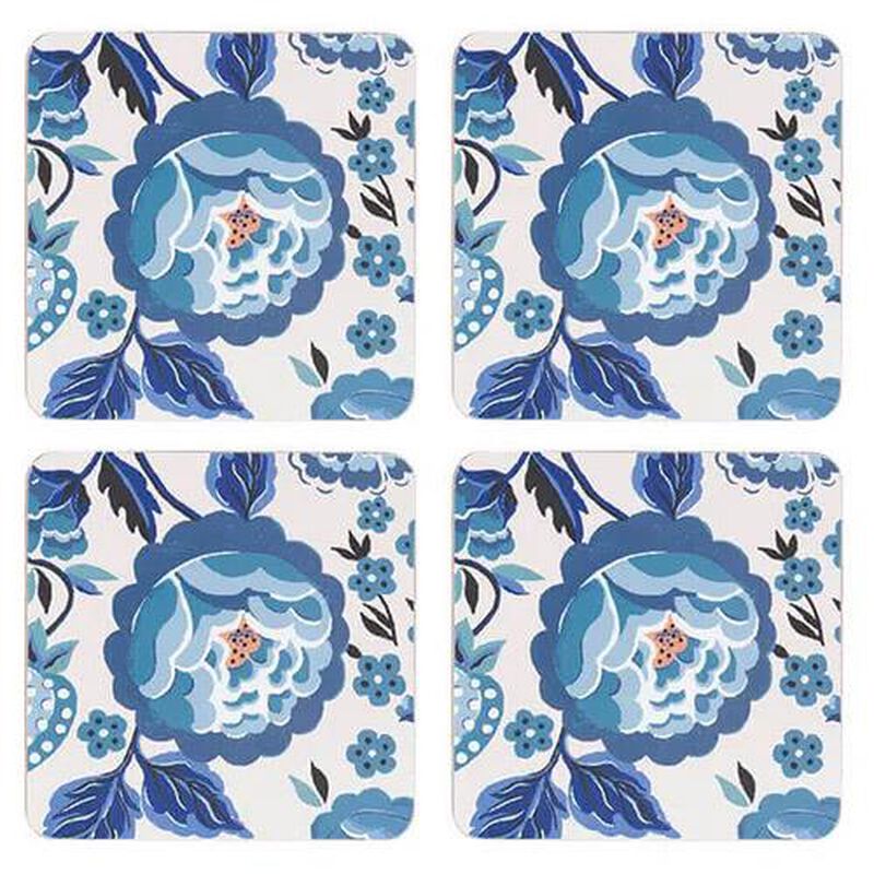 Cath Kidston Strawberry Garden 4Pk Blue Cork Back Coaster image number 0