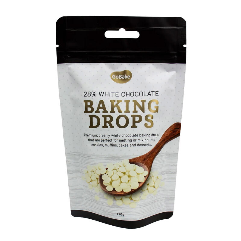 GoBake Chocolate Baking Drops 28% White 150g image number 0