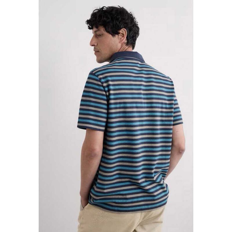 Seasalt Cornwall Ballan Stripe Polo Duet Mini Cornish Squid Ink Azurite image number 1
