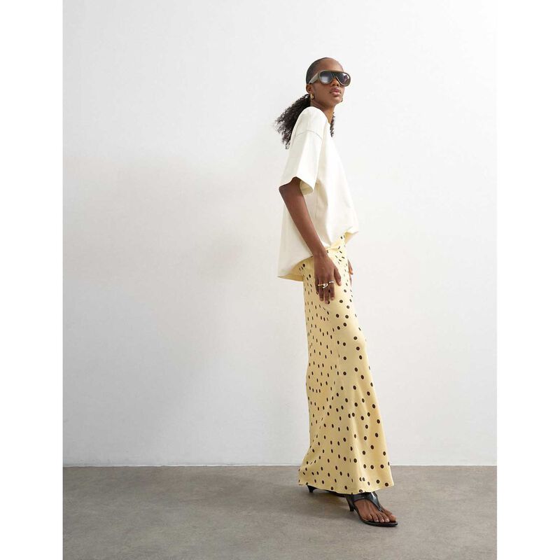 TOPSHOP Malene Polka Dot Satin Skirt image number 3