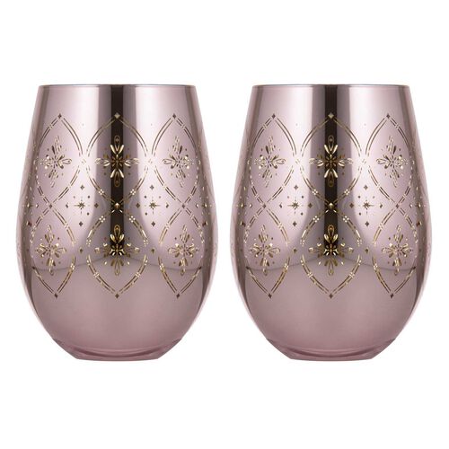 Tempa Chantelle Blush 2pk Stemless Glass