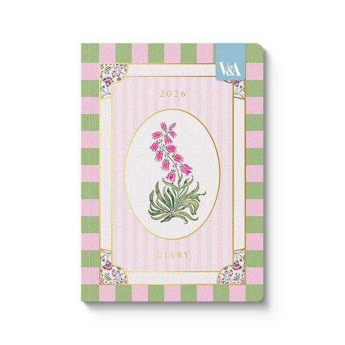 Ohh Deer V&A 2026 Cottagecore Pink Campanula A5 Paperback Diary