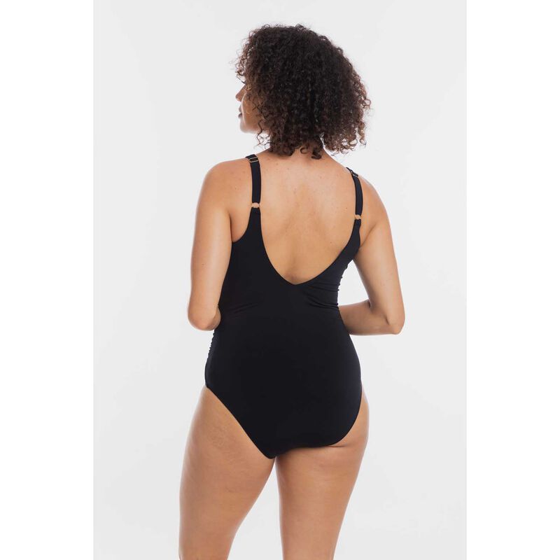 Togs Black V-Neck Ruched Swimsuit image number 1