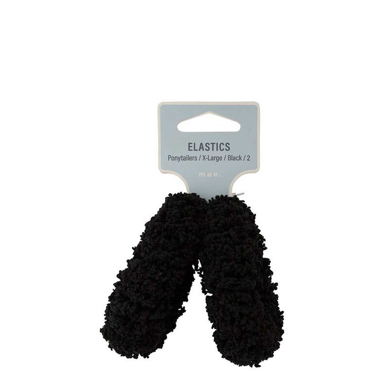Mae Elastics Terry Toweling Ponytailers X Large Black (2) image number 0