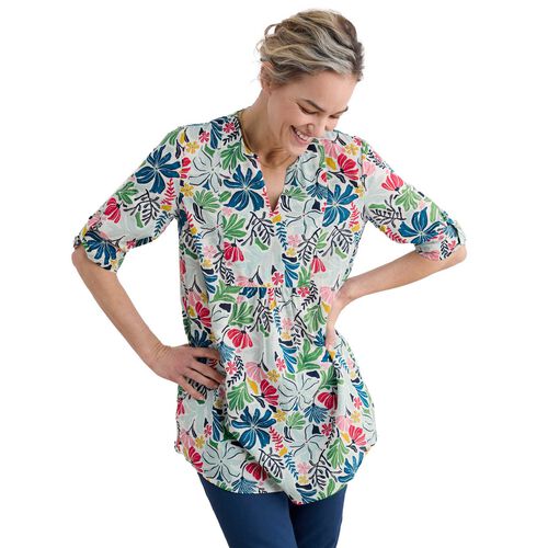 Seasalt Cornwall Op Art Tunic Seaweed Flower Chalk