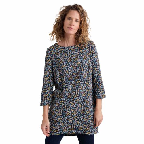 Seasalt Cornwall Shore Foraging Tunic Sunlit Leaves Dusky Jade