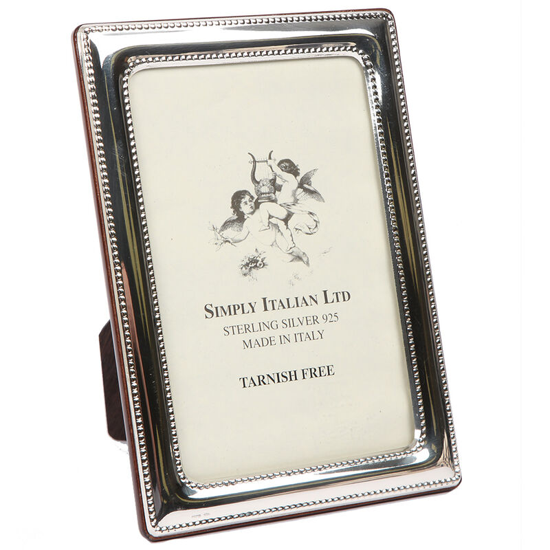 Simply Italian Sterling Silver Frame Double Bead Wood Back 10 x 15cm image number 0