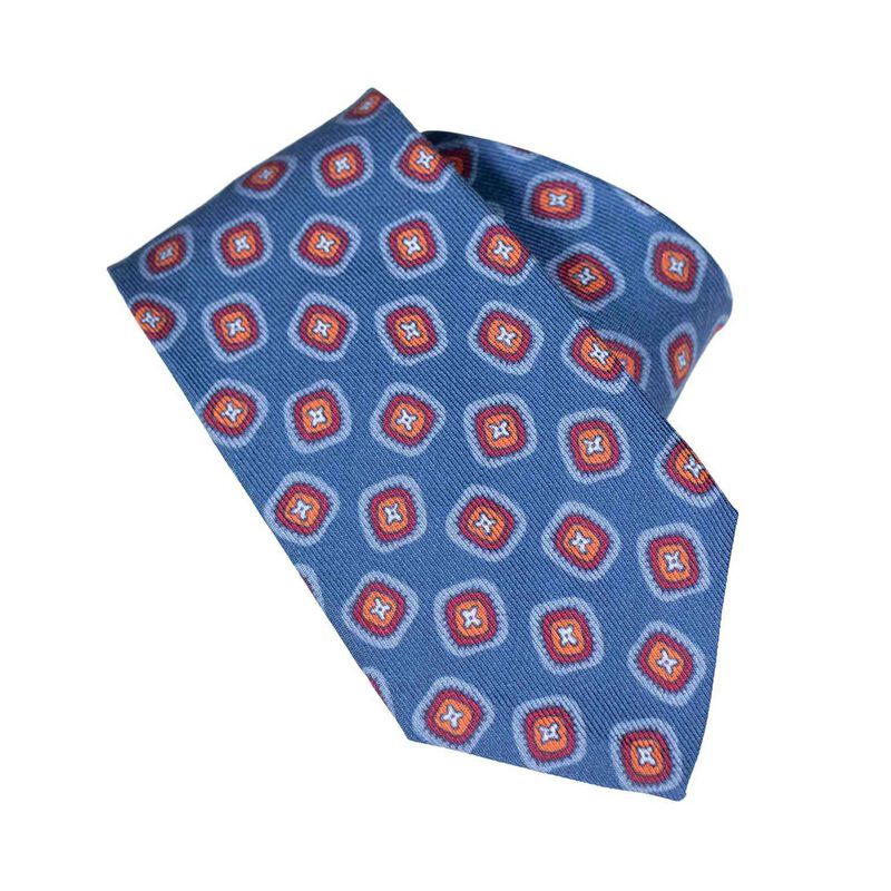 Monti Castello Wool Silk Blend Tie - Wine Rust Ocean Geo image number 0