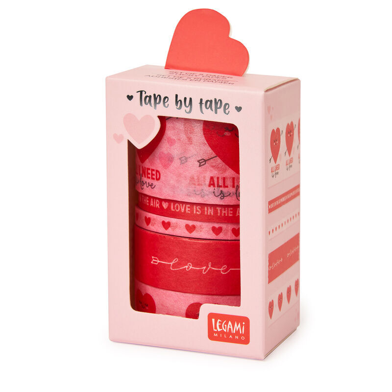 Legami Paper Sticky Tapes - Cute Heart Paper Set of 5 image number 1