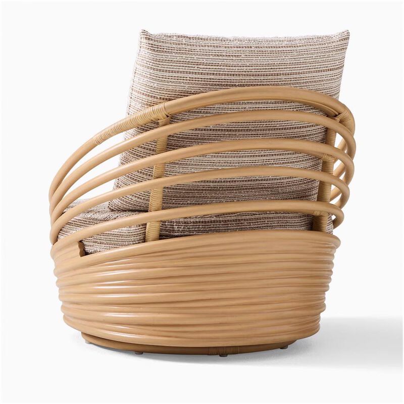 West Elm Minetta Swivel Chair Chunky Stripe image number 1