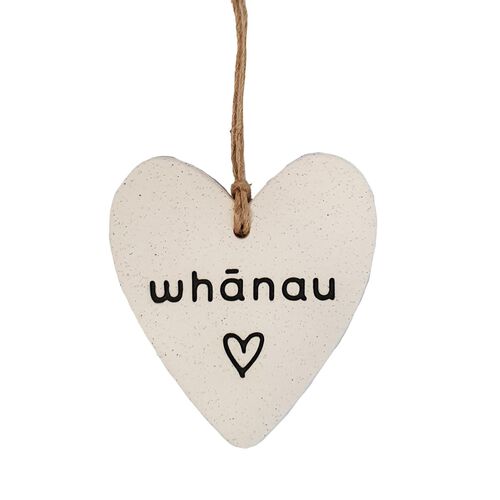 Michelle Bow Ceramics Hanging Nz Sand Heart 8cm x 9cm Whanau