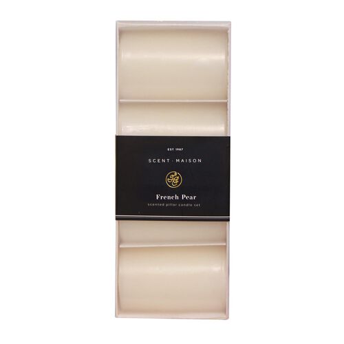 French Country Maison SET 4 Pillar Candle French Pear 2x3"