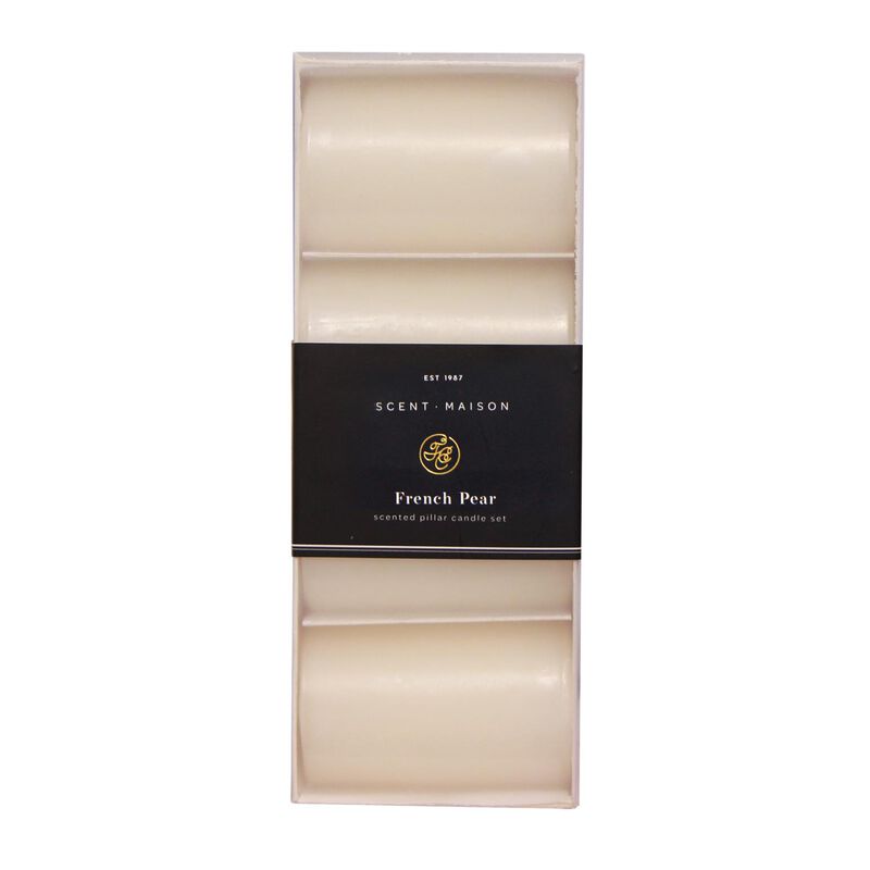 French Country Maison SET 4 Pillar Candle French Pear 2x3" image number 0