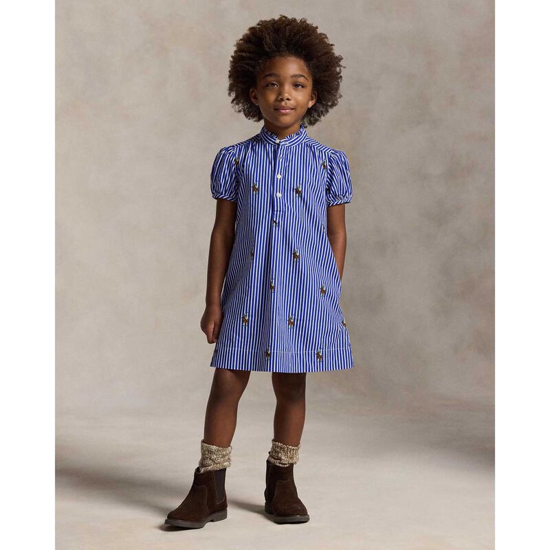 Polo Ralph Lauren Polo Bear Striped Cotton Poplin Dress 3-6Y image number 1