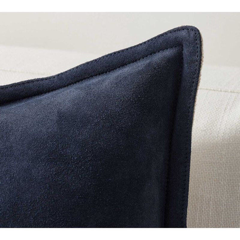 Pottery Barn Pieced Suede Cushion Cover 50cm Navy image number 1