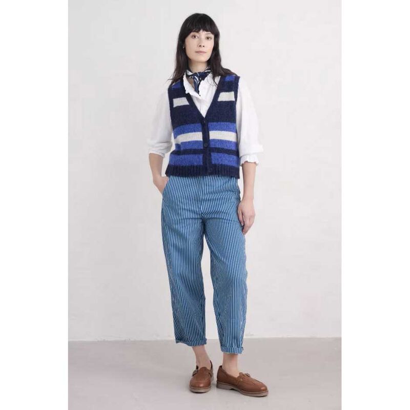 Seasalt Cornwall Painted Forms Trouser Ticking Stripe Ink image number 3