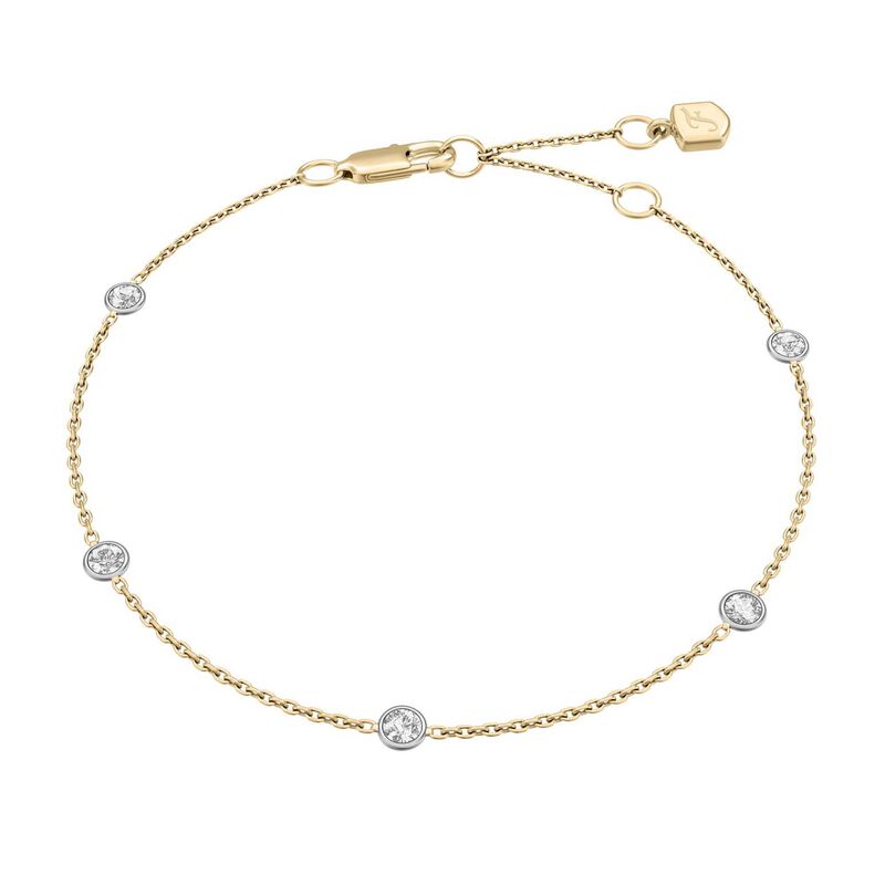 Fossil Ellis Diamond By The Yard Two-Tone Stainless Steel Station Bracelet image number 0