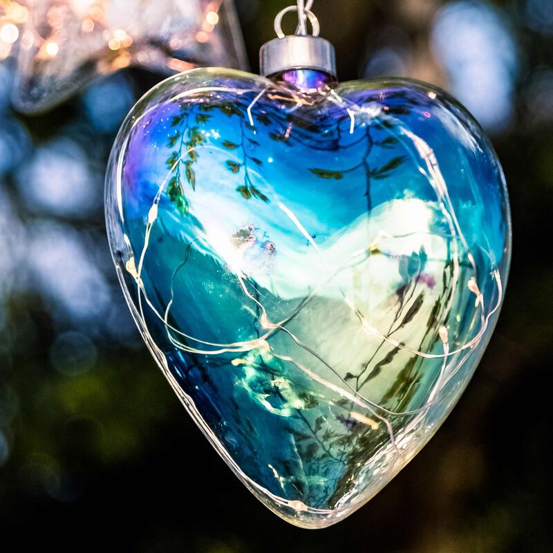 Stellar Haus Clear Pearl Heart Hanging Glass Light 12cm image number 2