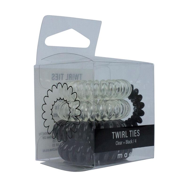 Mae Twirl Ties Boxed 2x Clear & 2 x Black image number 0
