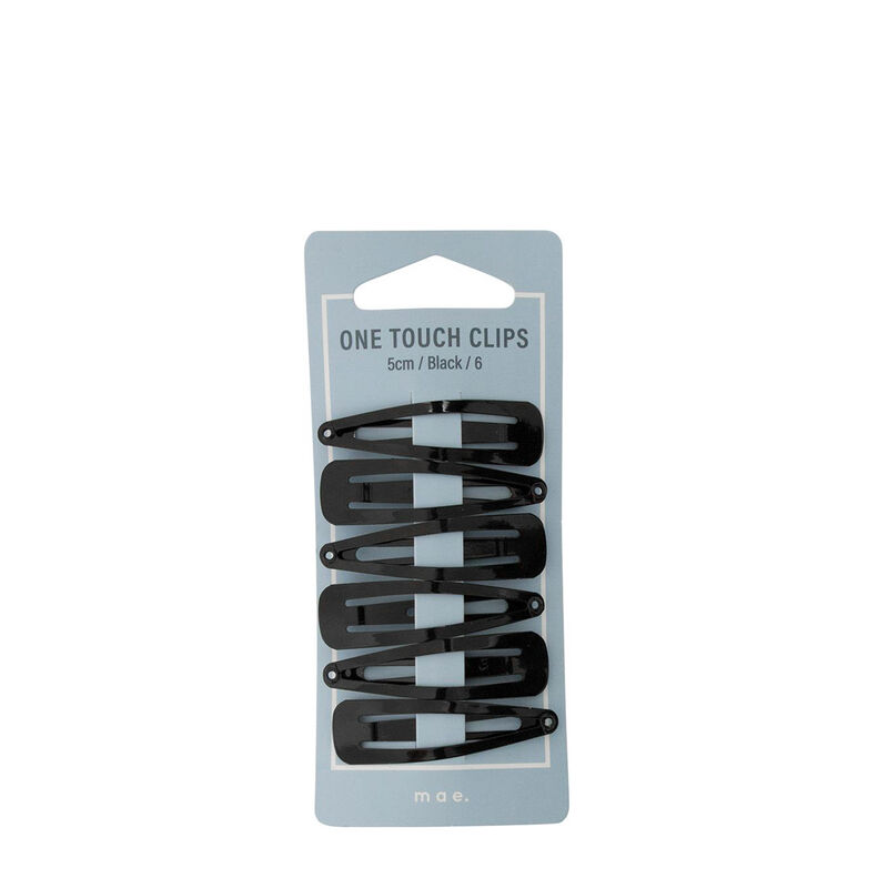 Mae One Touch Hair Clips 5cm Black 6-Pack image number 0