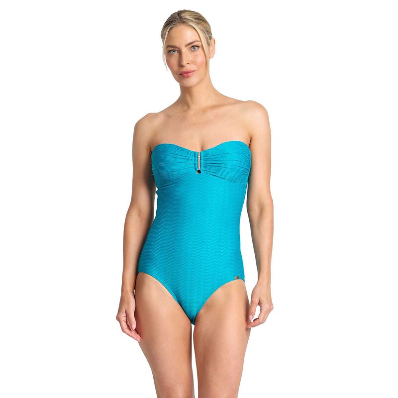 Jantzen Sky High Bar Bandeau One Piece Aqua image number 0