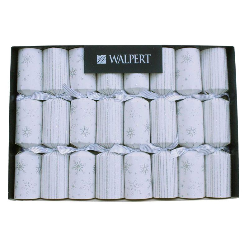 White Snowflake & Stripe Crackers 11 Inch Pack Of 8 image number 0