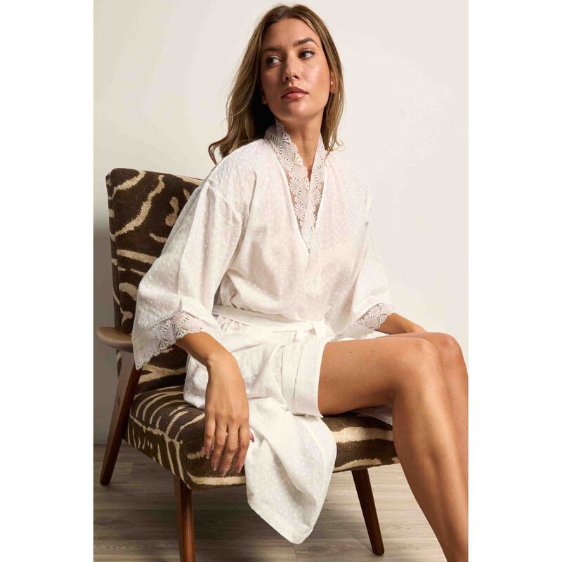 Cottonreal Honeycomb Jaquard Embossed Daisy Kimono Wrapover image number 2