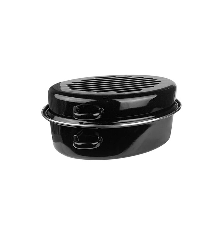 Di Antonio Oval Covered Roaster Enamel On Carbon Steel Black 6.3L image number 0