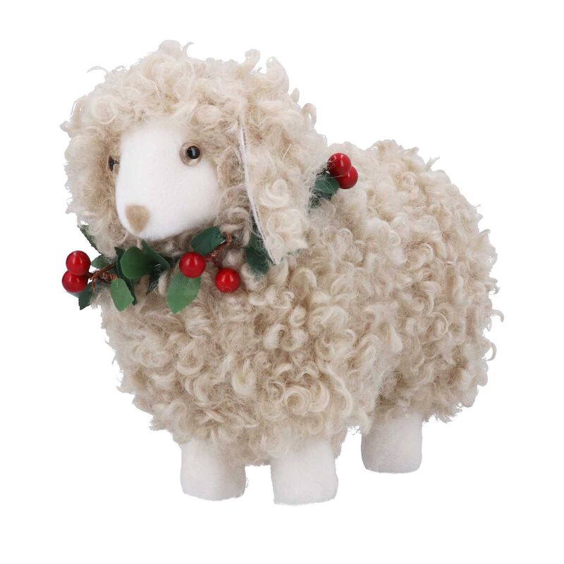 Gisela Graham Sheep w Wreath Fabric Ornament 20cm image number 0
