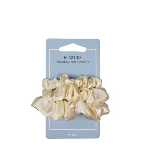 Mae Elastics Scrunchies Satin Cream
