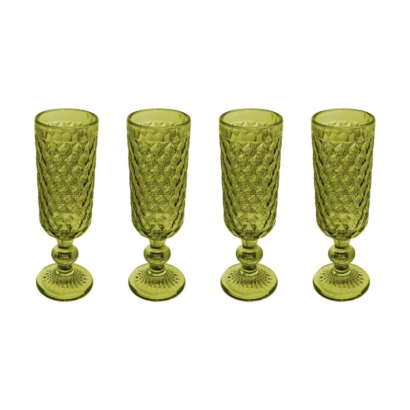 Casa Domani Caterina Champagne Flute 4Pc Green Gift Boxed image number 0