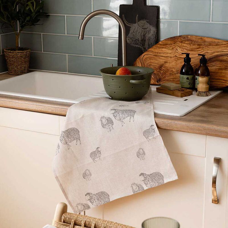 Selbrae House Linen Tea Towel - Sheep image number 1