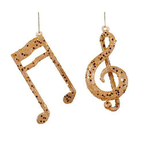 Vetur Glass Musical Notes Ornament Gold Assorted