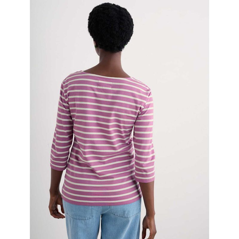 Seasalt Cornwall Sailor Top Breton Orchid Chalk image number 1