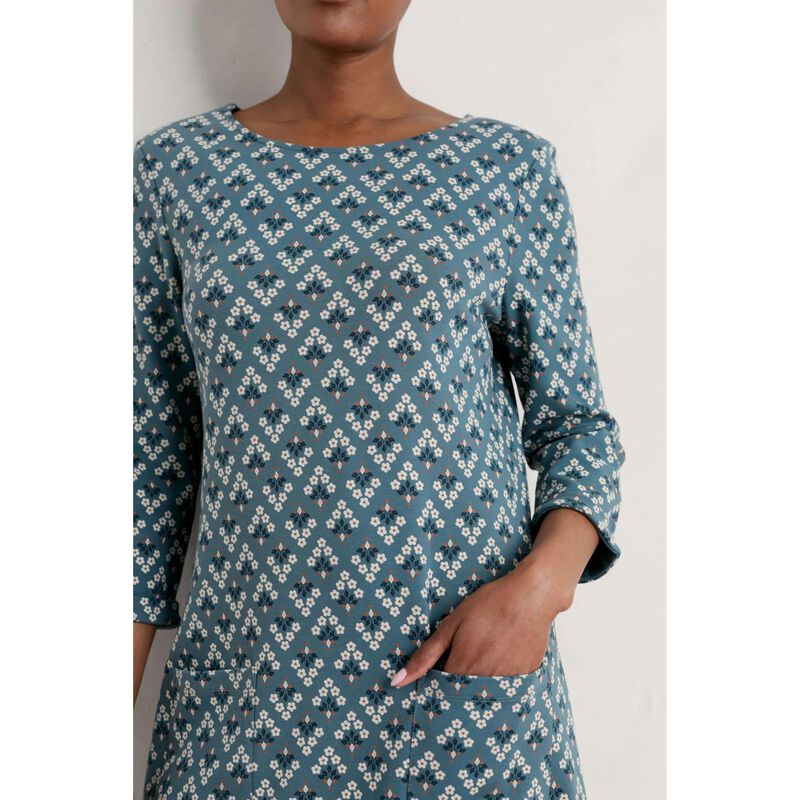 Seasalt Cornwall Print Makers Dress Flower Diamond Starling image number 2