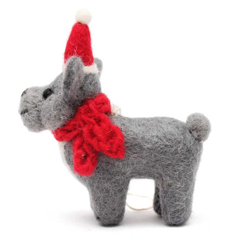 Amica Felt French Bull Dog With Hat & Scarf 8cm image number 0