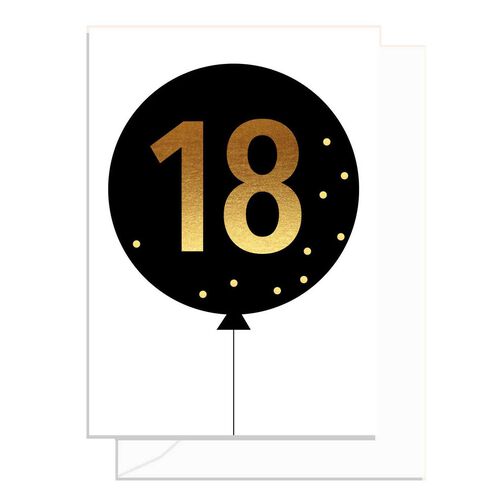 Elm Paper 18th Black Balloon Card