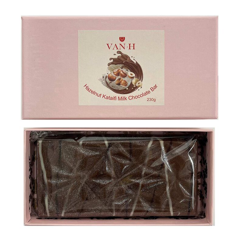 Van Heiningen Dubai Kataifi Hazelnut Milk Chocolate Bar 210g image number 0