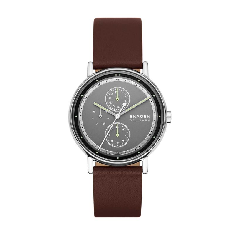 Skagen Signatur Multifunction Brown Leather Watch SKW6941 image number 0