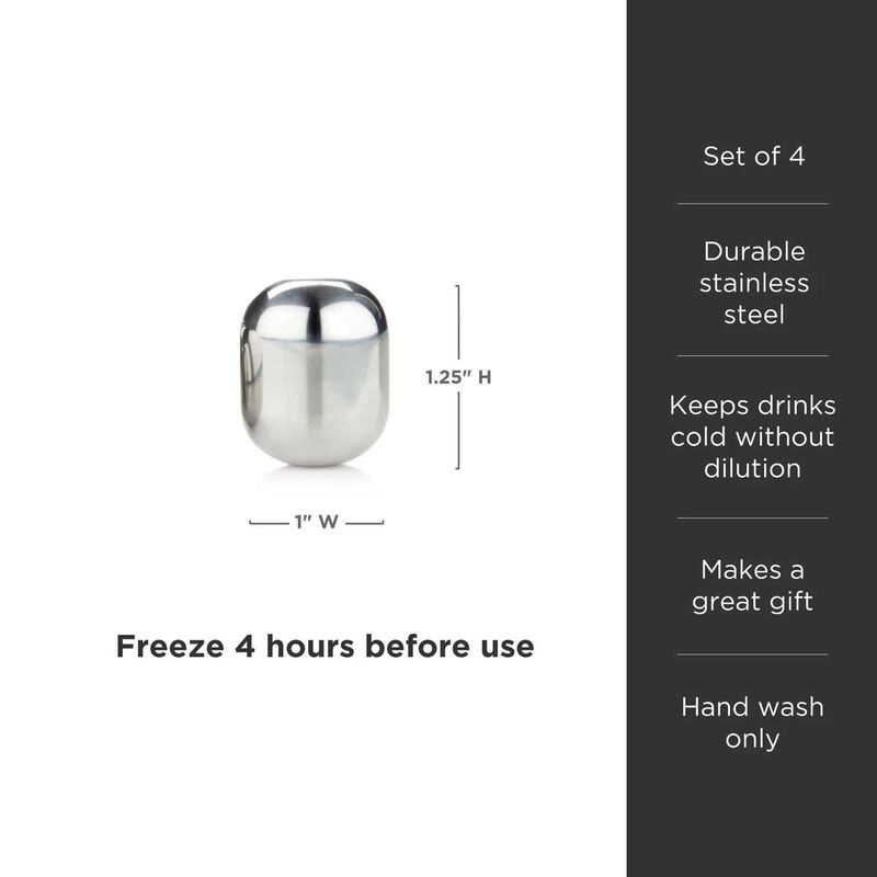 Viski Glacier Rocks Stainless Steel Wine Globes, Set of 4 image number 2