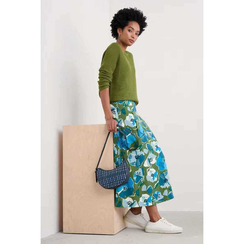 Seasalt Cornwall Swallow Hill Skirt Paper Hellebores Forest Green image number 3