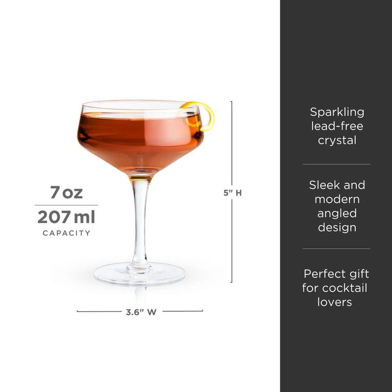 Angled Crystal Coupe Glasses Set Of 4 By Viski® image number 1