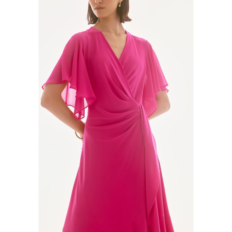 Joseph Ribkoff Silky Chiffon Faux Wrap Dress image number 2