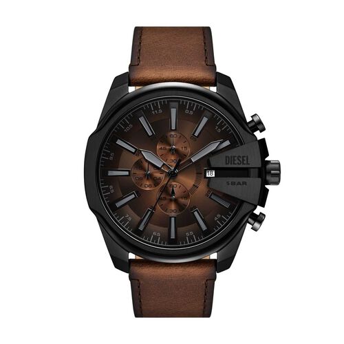 Diesel Mega Chief Slim Chronograph Brown Leather Watch DZ4692