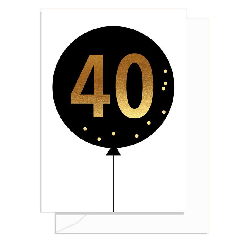 Elm Paper 40th Black Balloon Card image number 0