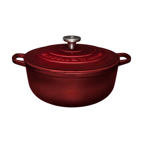 Maxwell & Williams Cast Iron Round Casserole Merlot 28cm/6.2L Gift Boxed