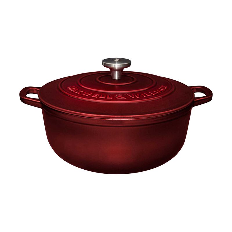Maxwell & Williams Cast Iron Round Casserole Merlot 28cm/6.2L Gift Boxed image number 0