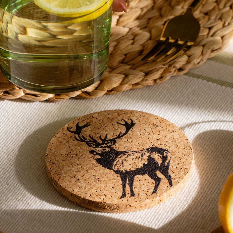 Selbrae House Single Cork Coaster Stag image number 1