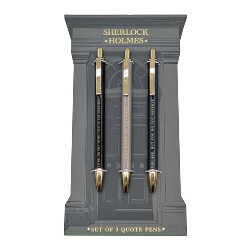 The Reading Room Sherlock Holmes Set of 3 Metal Pens
