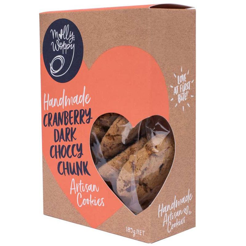 Molly Woppy Artisan Cranberry Dark Choccy Chunk Cookies 185g image number 0